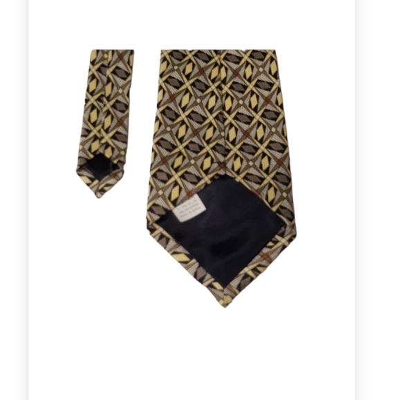 Yellow and Brown Geometric Polyester Tie 55 x 4 - Picture 4 of 5